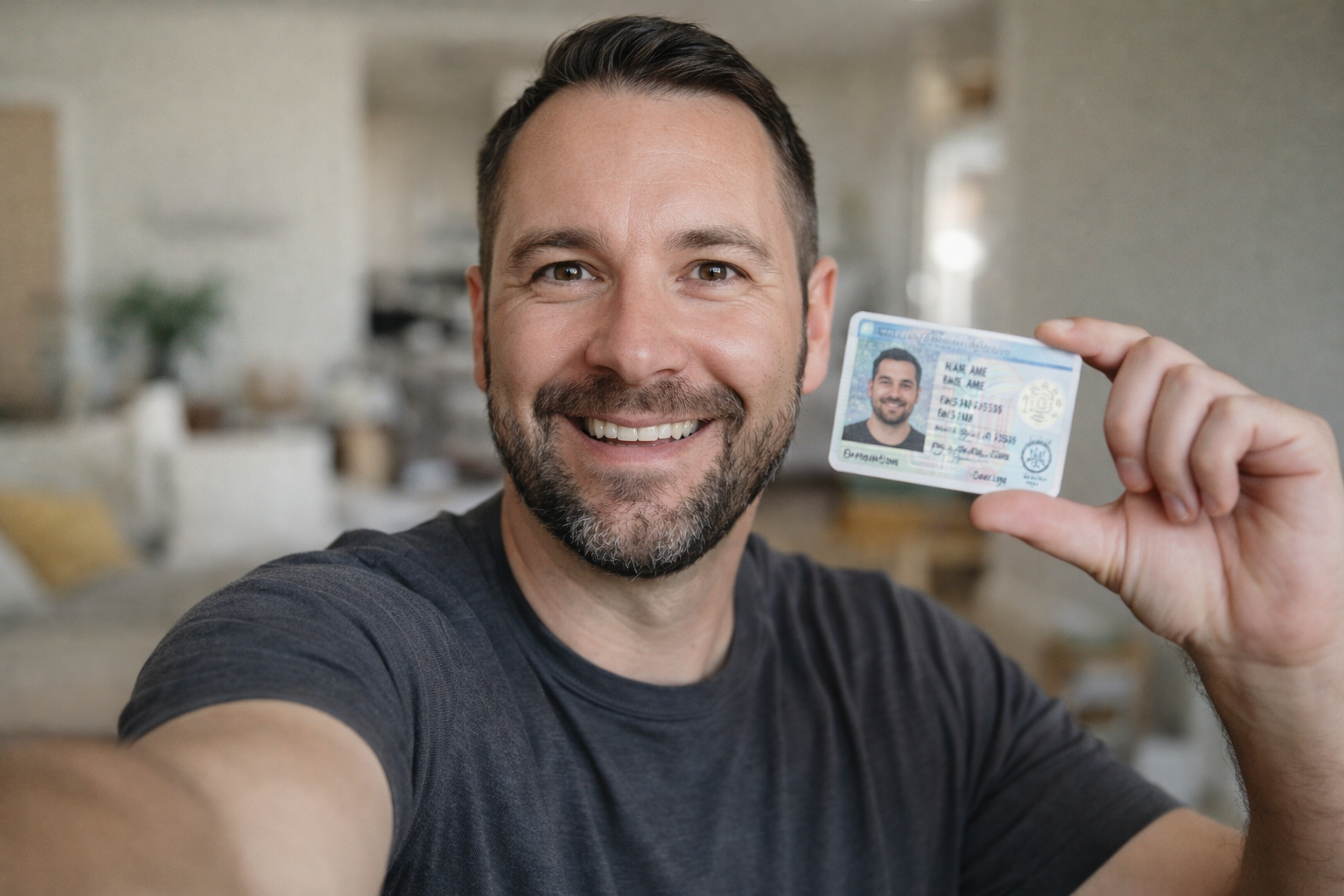 Please take a clear selfie while holding your government-issued ID next to your face. Make sure both your face and ID are clearly visible.