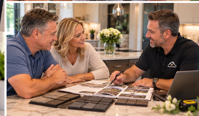 Joe at a homeowner’s kitchen table