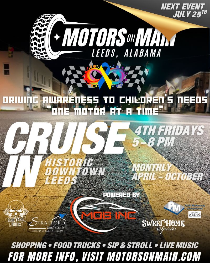 Motors on Main cruise-in poster, Leeds, Alabama