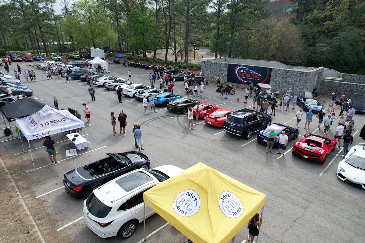MOB INC monthly car meet seen from above