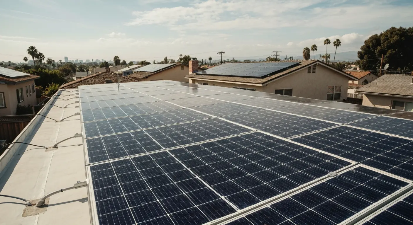 Solar panel installation on residential roof
