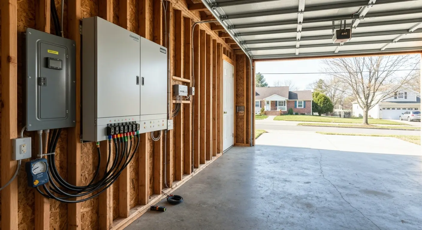 Battery storage system installation in home garage