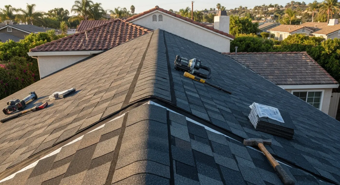 Roof replacement in progress