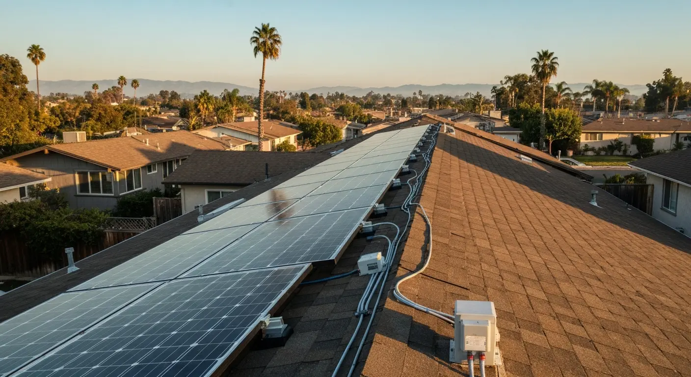 Solar panel installation on Sherman Oaks ranch home