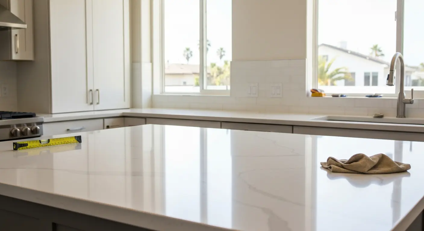 Quartz countertop installation