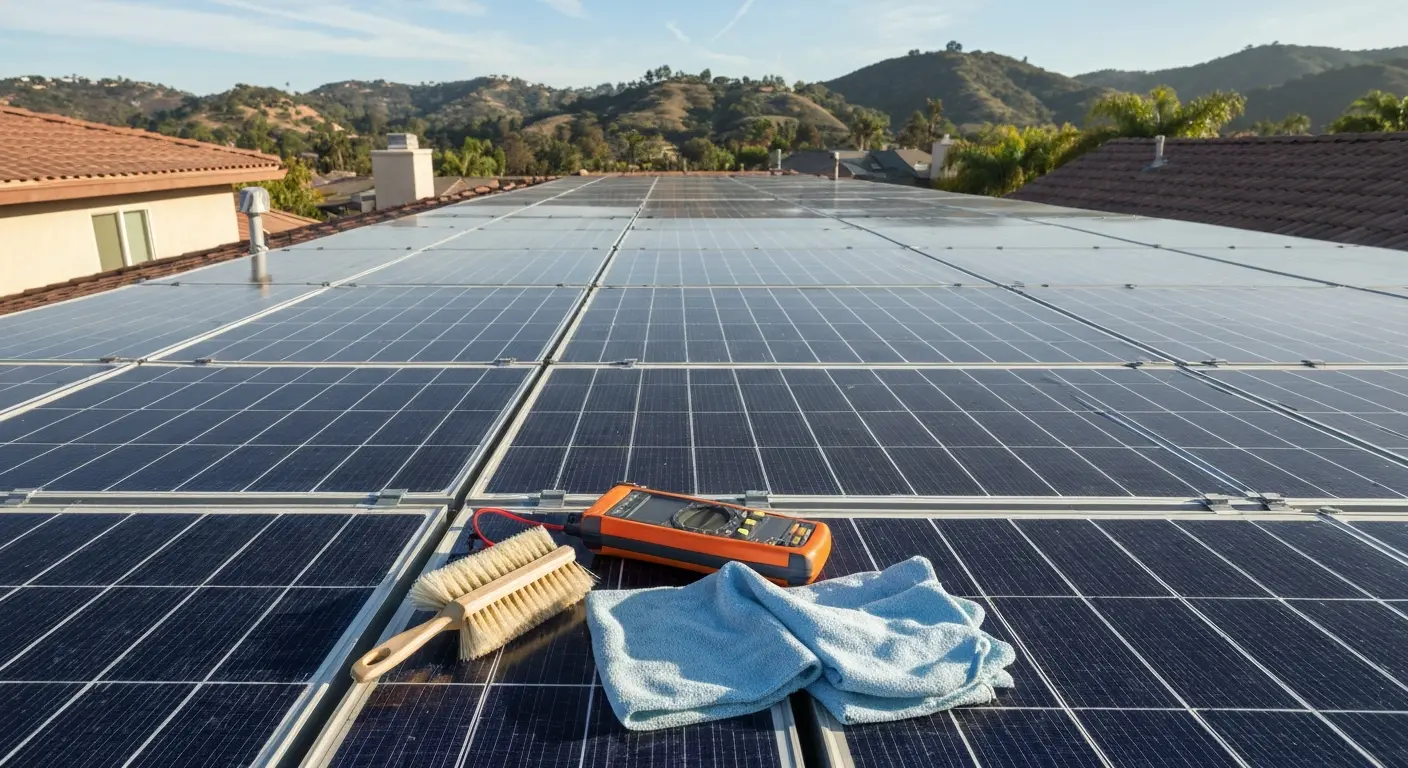 Solar maintenance on West Hills rooftop