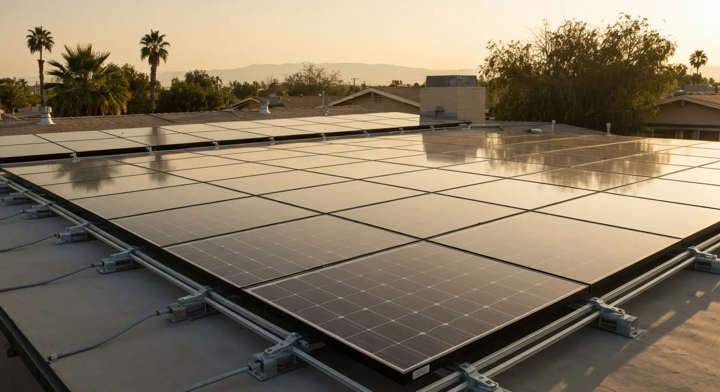 Solar panels installed on residential roof