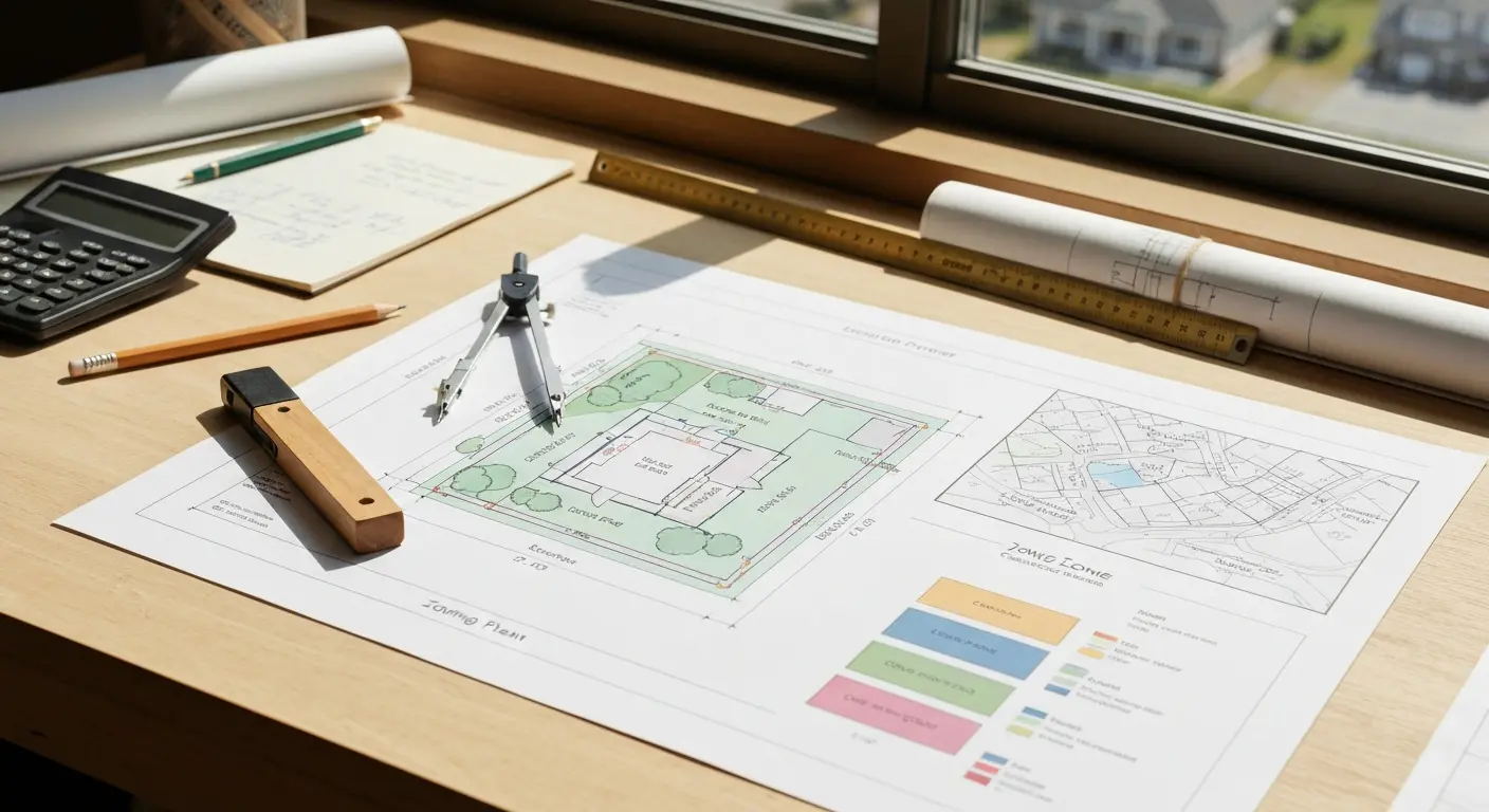 ADU site plan with zoning overlays
