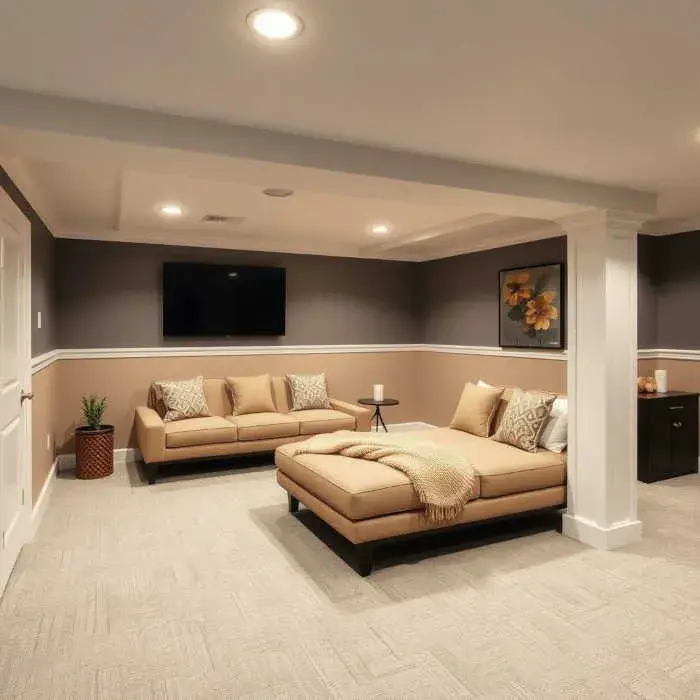 Family media room basement remodeling project in Fort Lee, NJ