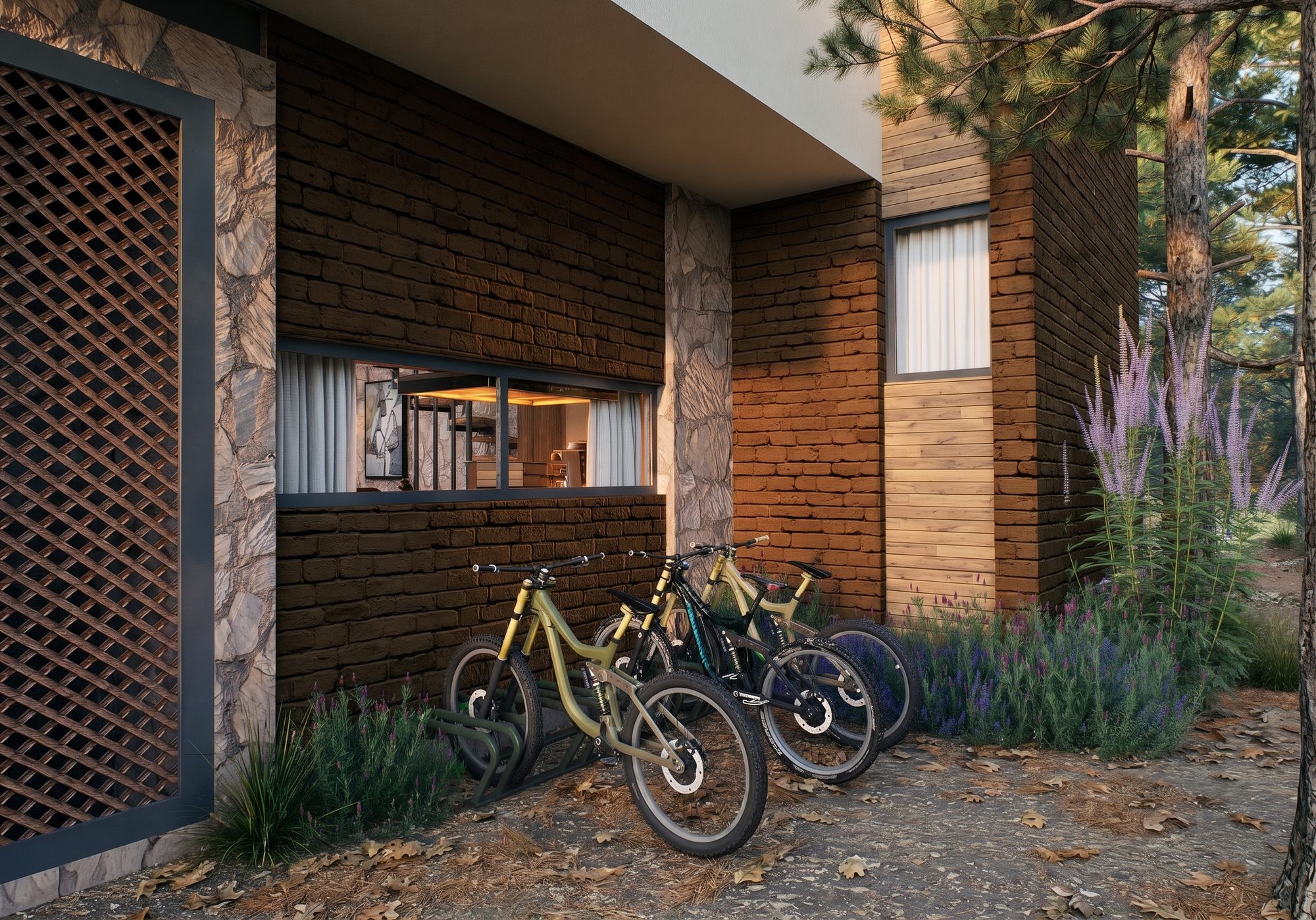 Bicicletas de montaña junto a la cabaña