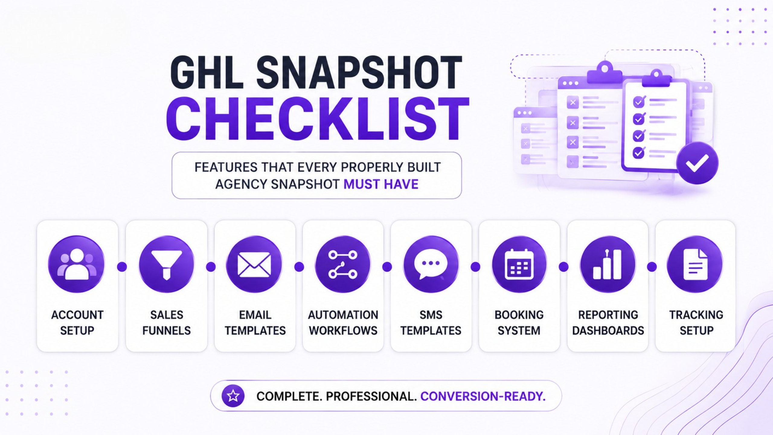 GHL Snapshot Checklist