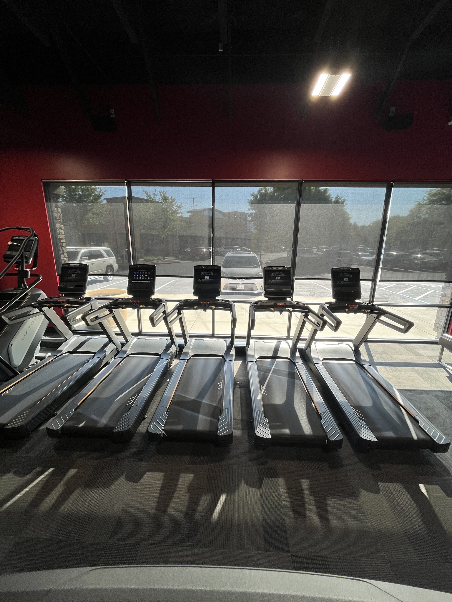 Gym treadmills with natural light