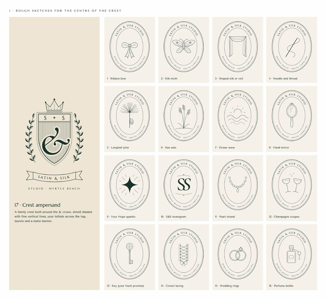 Sixteen icon sketches