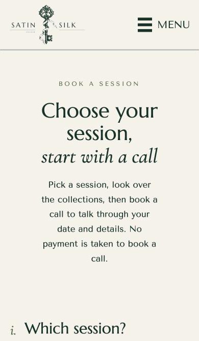 Book a Session page on a phone