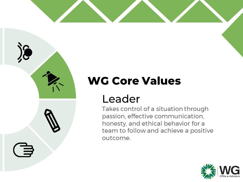 Core value slide: Leader