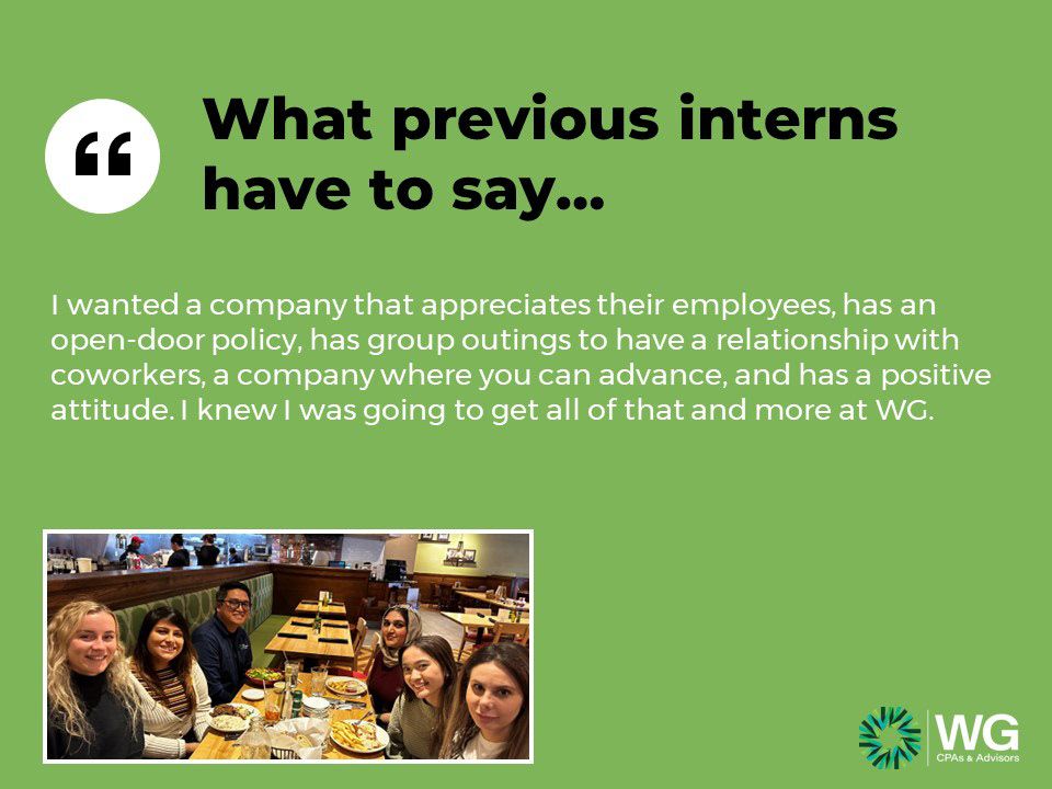 Intern testimonial slide