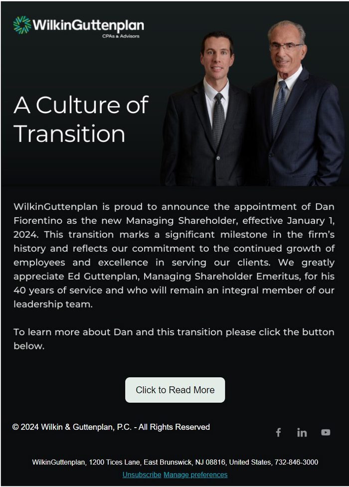 Transition email