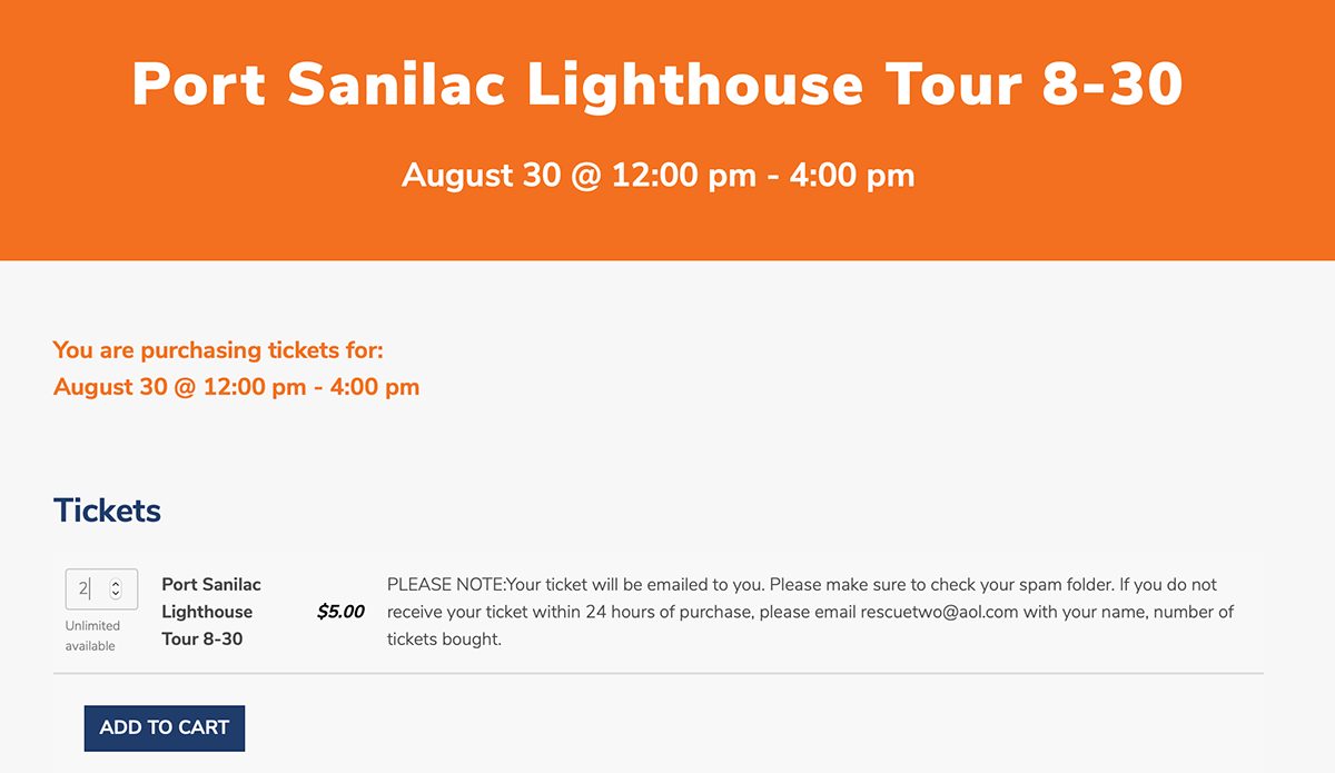 Port Sanilac ticket page