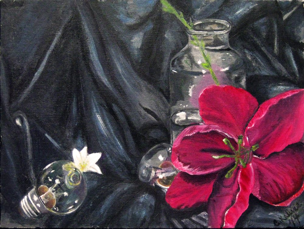 Still life with lily and lightbulb