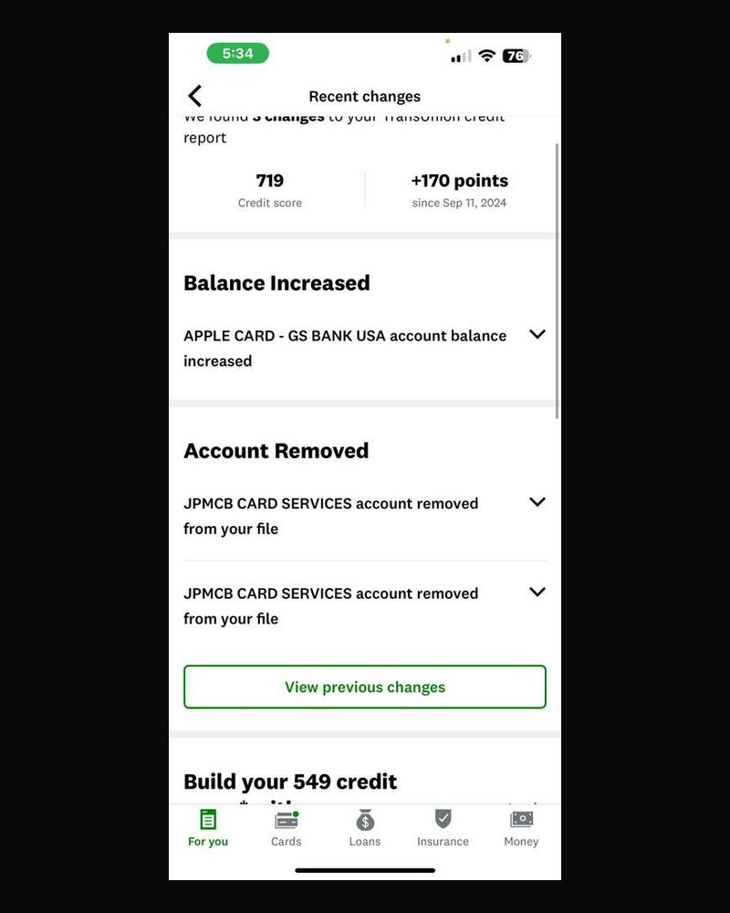 Credit score up 170 points, accounts removed