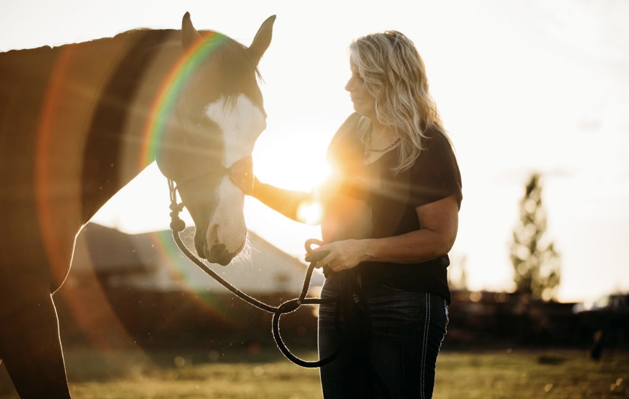 Kim with one of the horses