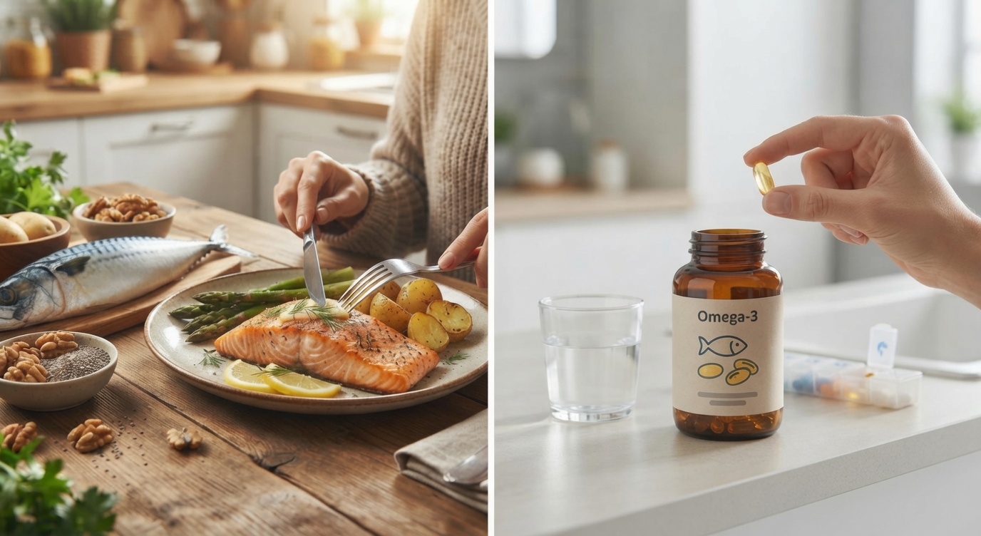 魚油補充劑與Omega-3脂肪酸對比圖