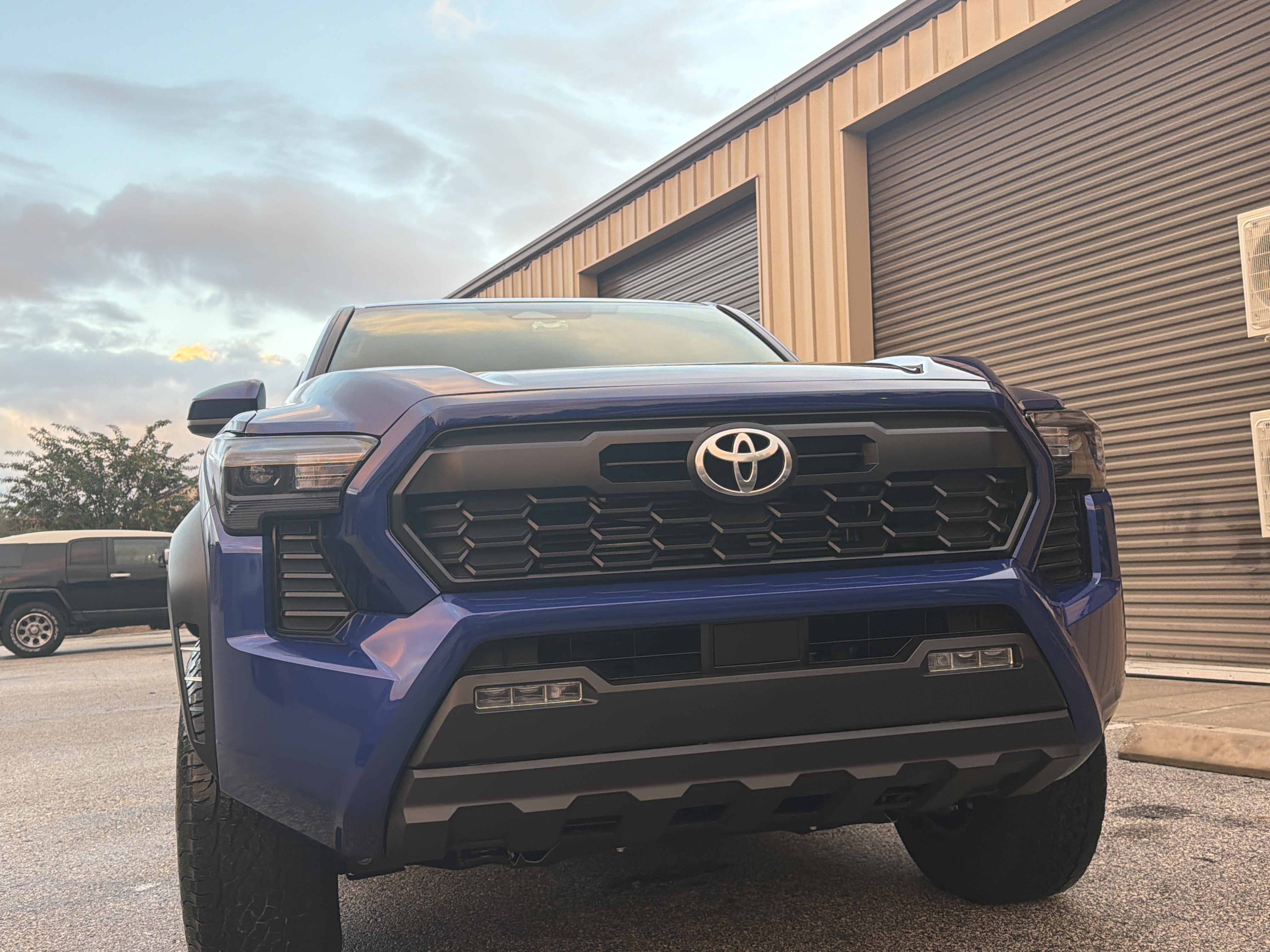 Blue Tacoma front closeup