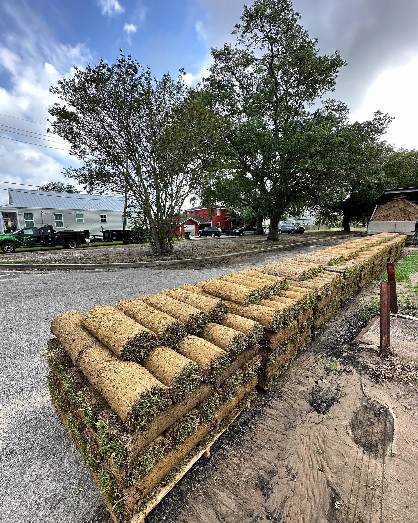 Fresh sod installation