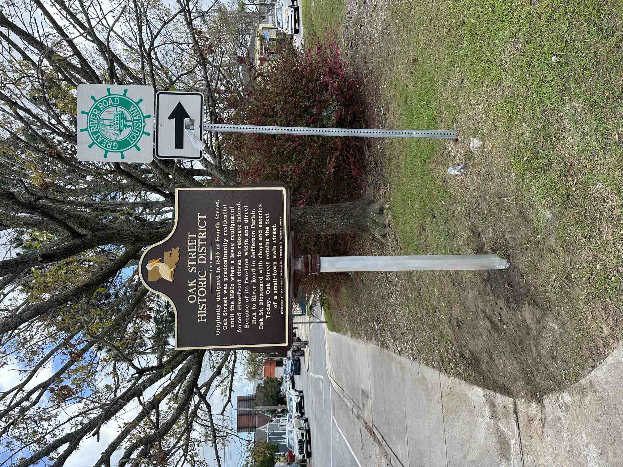 Bronze historic marker installed on Oak Street in New Orleans