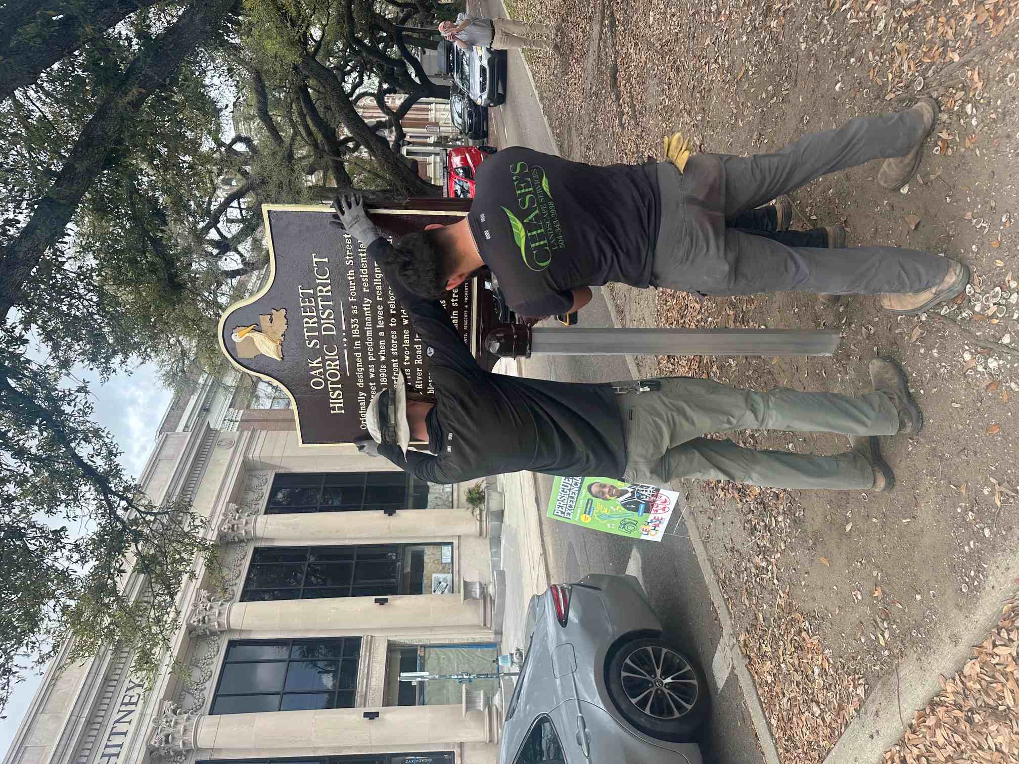 Oak Street historic marker installed by Chase's Landscape Services