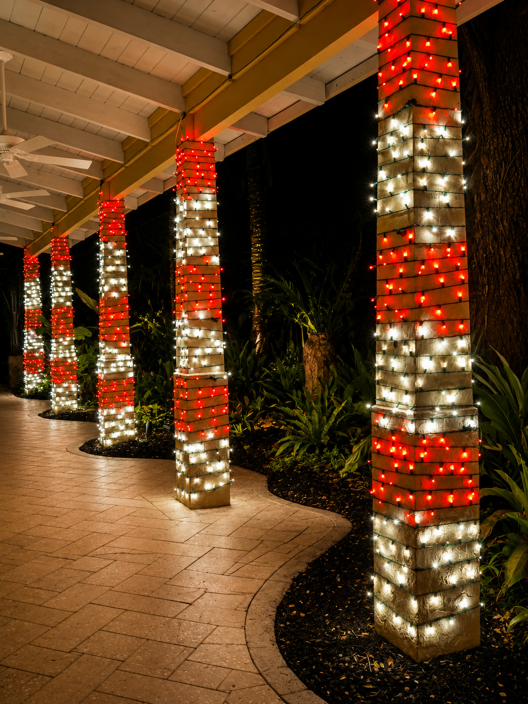 Professional architectural accent lighting illuminating a home's exterior
