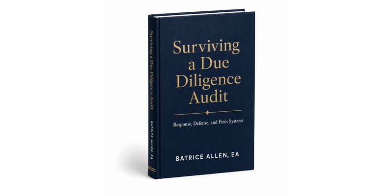 Surviving a Due Diligence Audit student book by Batrice Allen, EA