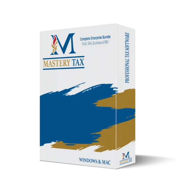 Mastery Tax professional tax software branded package illustration