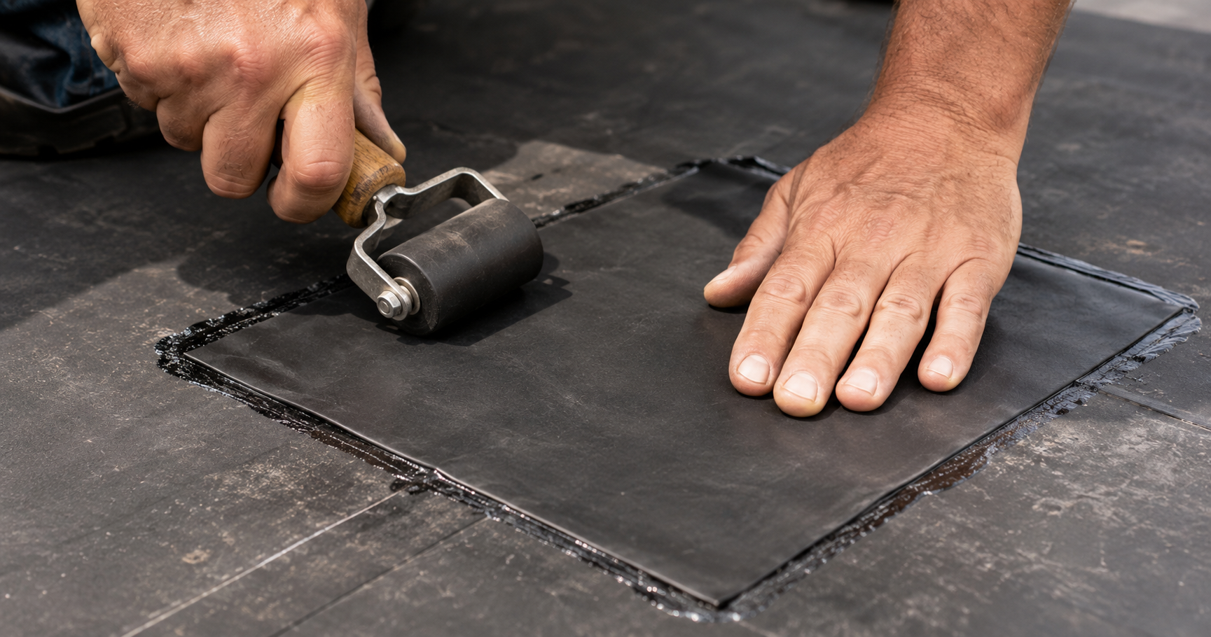 EPDM rubber membrane close-up showing the smooth, flexible surface texture