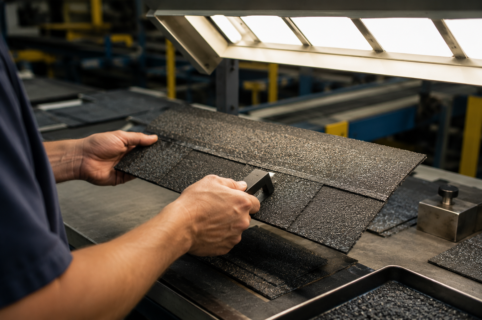Map visualization showing major shingle manufacturing plant locations across the United States