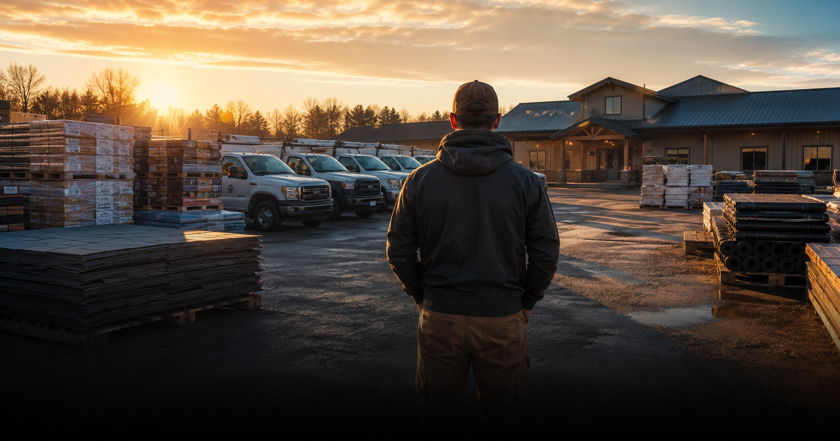 Are roofing companies profitable — contractor surveying their supply yard and fleet