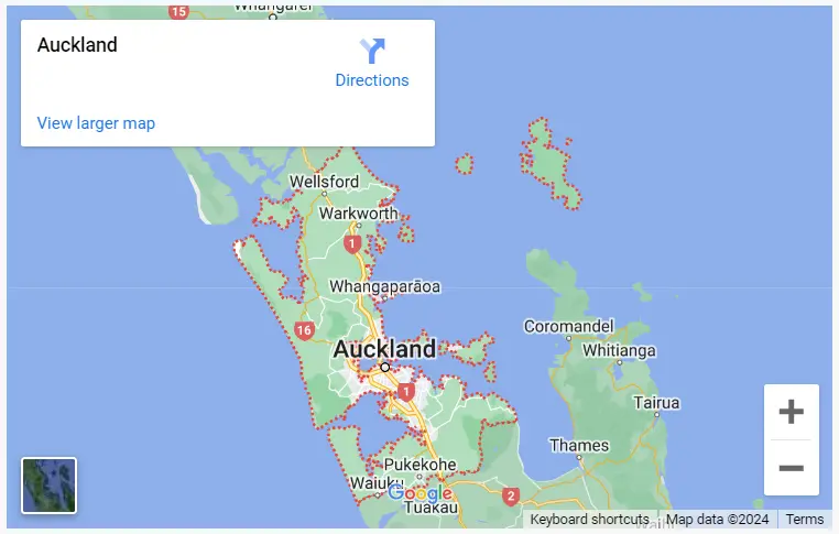 Map of Service Area - Auckland Region