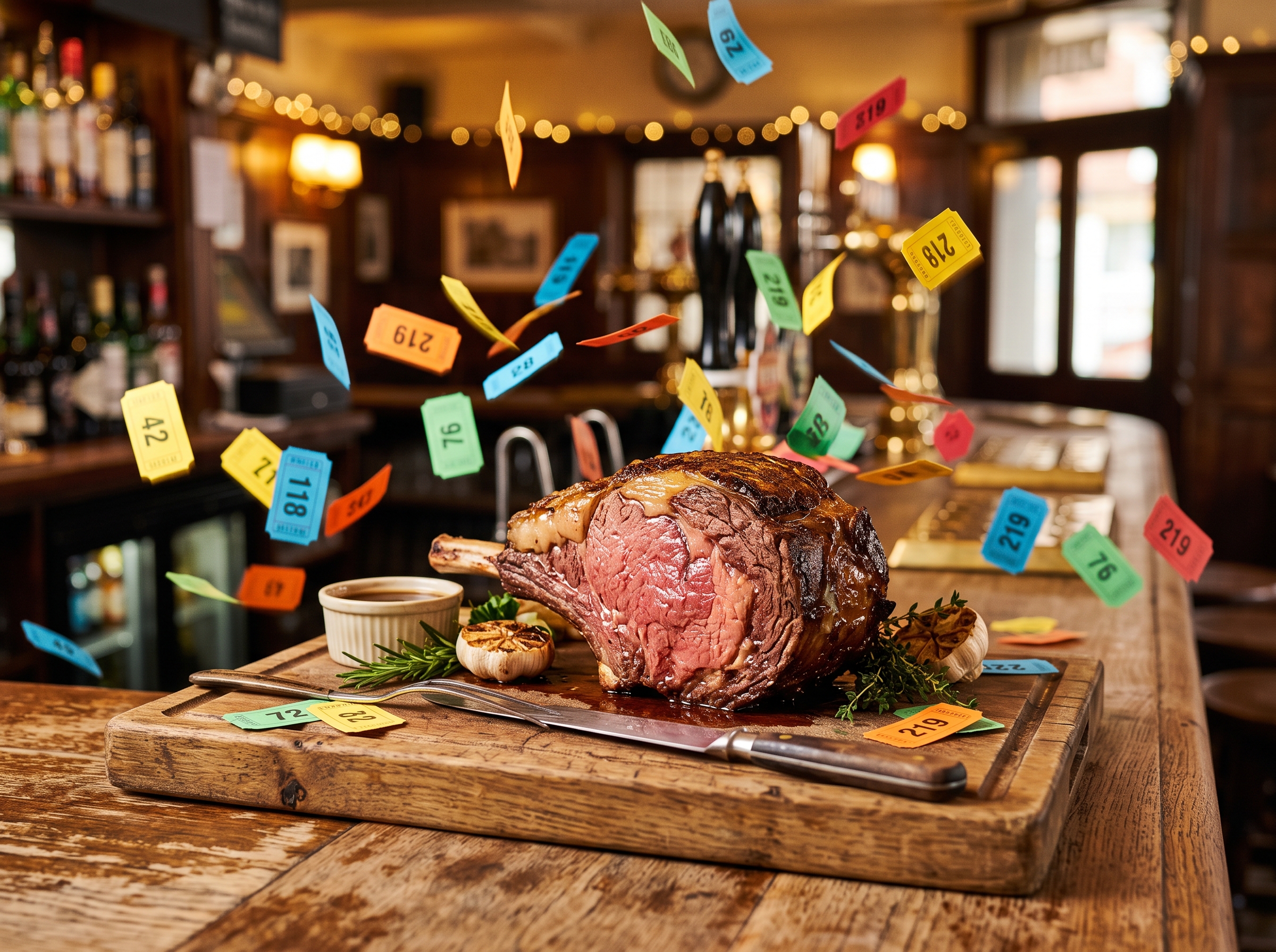 Weekly meat raffle at The Anchor, with meat from Conisbee's butchers