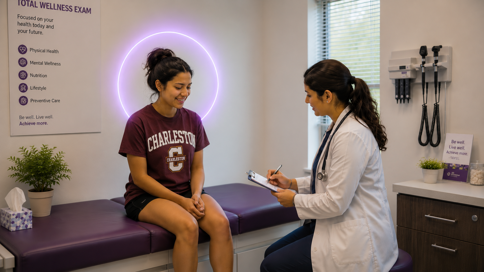 A Holy City Med provider carrying out a Total Health Review with a student