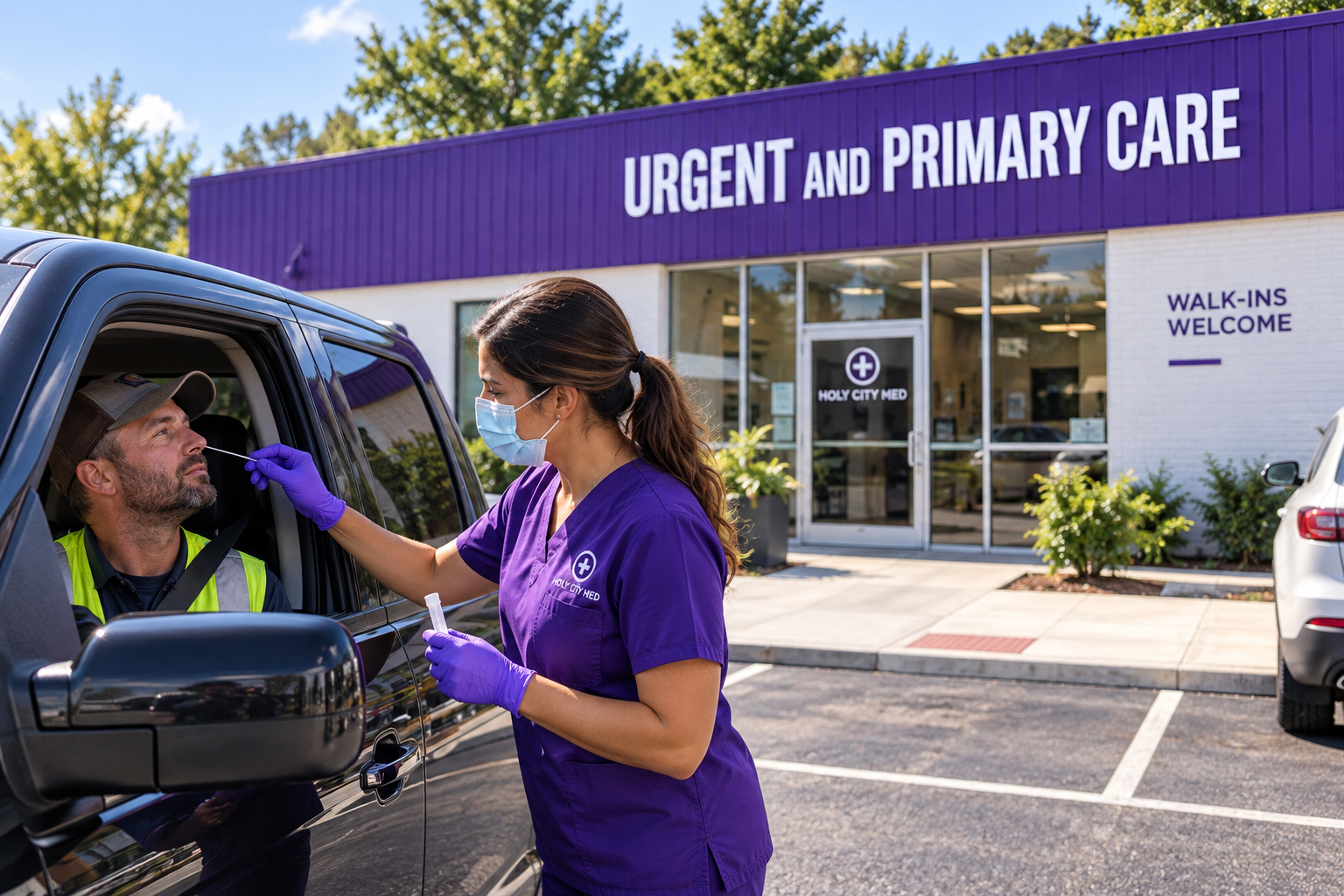 Drive-thru testing at Holy City Med