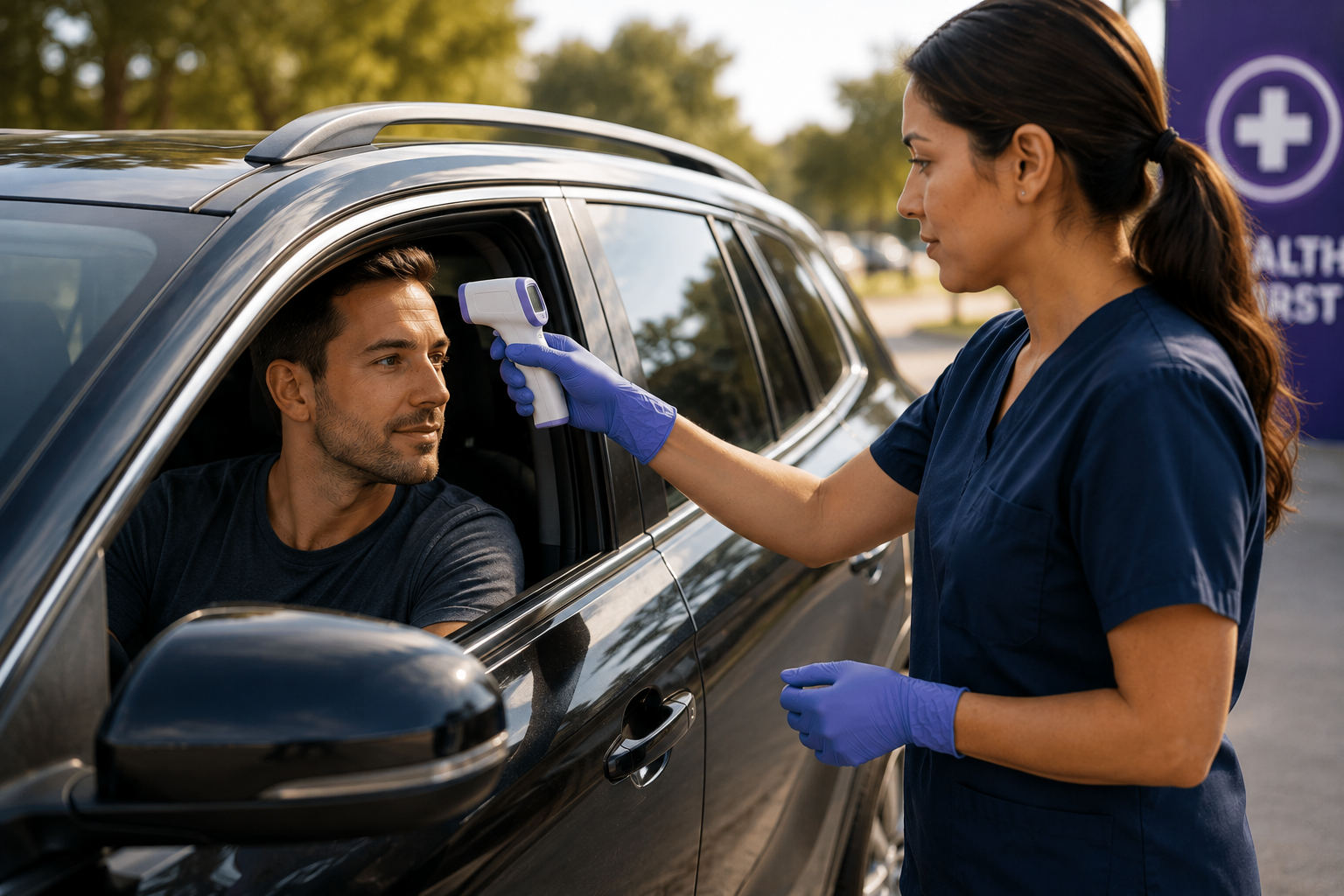 Patient being tested at the Holy City Med drive-thru