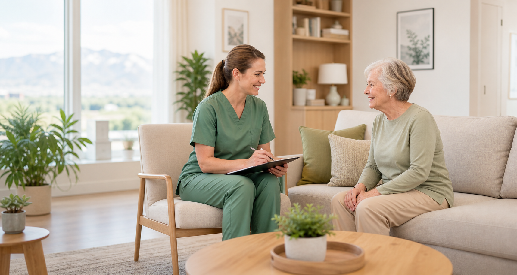 Caregiver supporting elderly patient at home