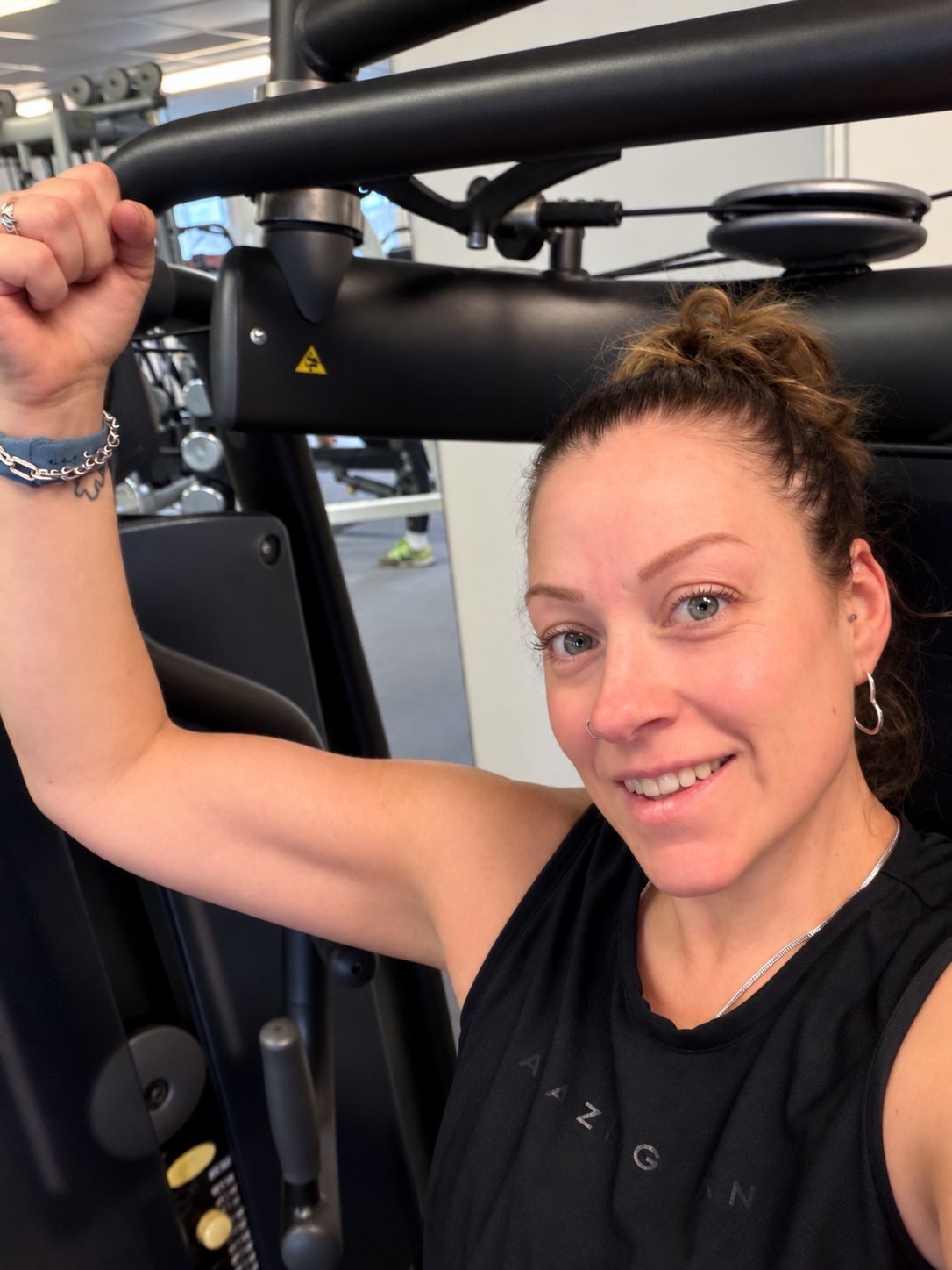 Donna Cuthbertson completing a strength exercise during her gym session in Orkney` Donna Cuthbertson completing a strength exercise during her gym session in Orkney`