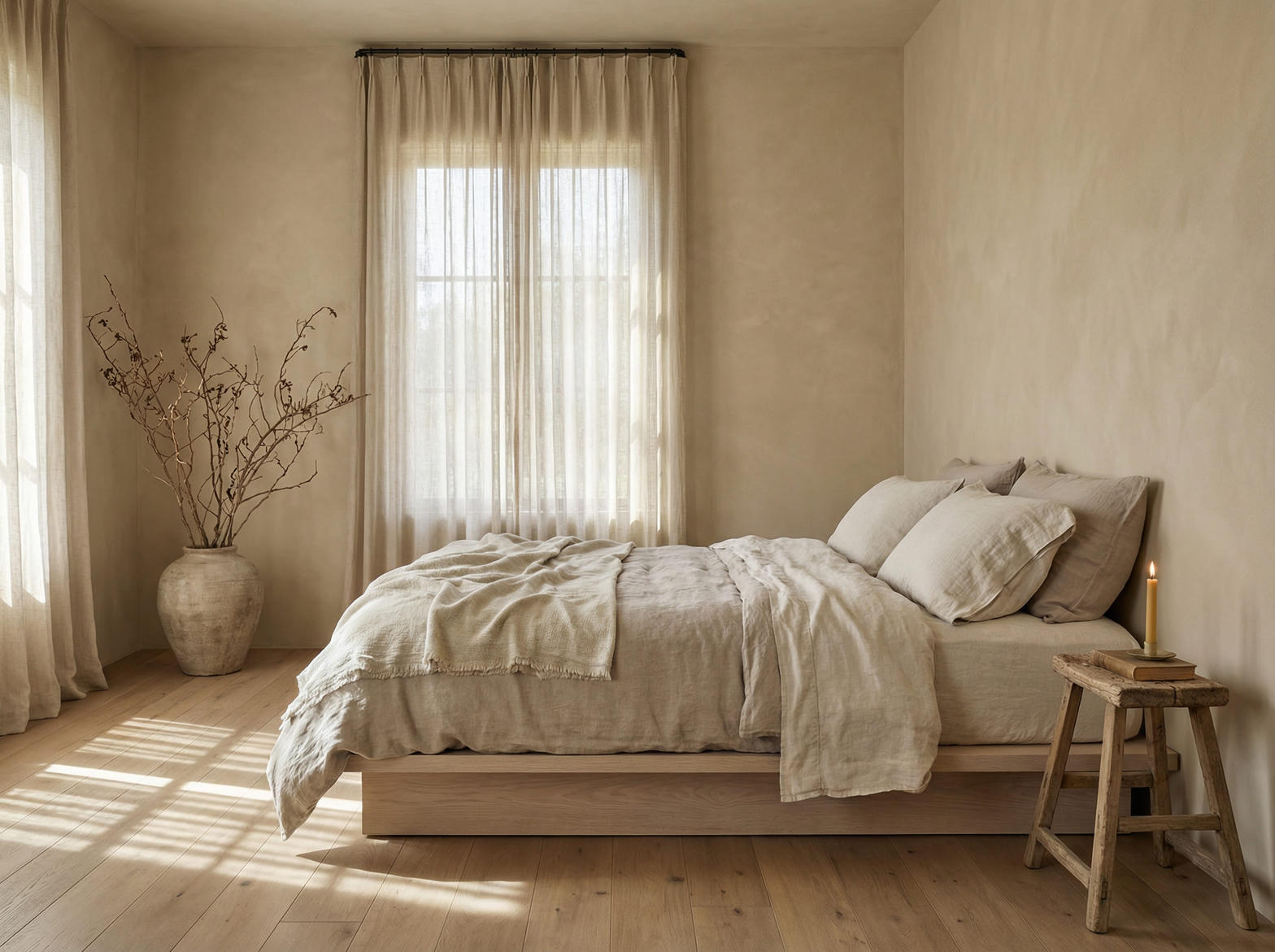 Soft linen bedroom