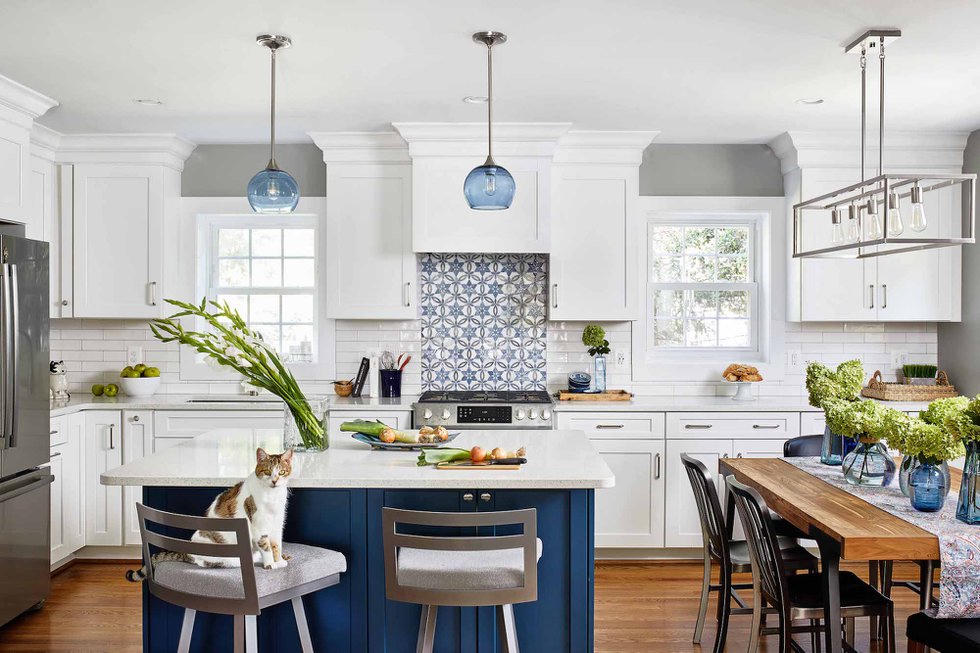 Kitchen with painted cabinets