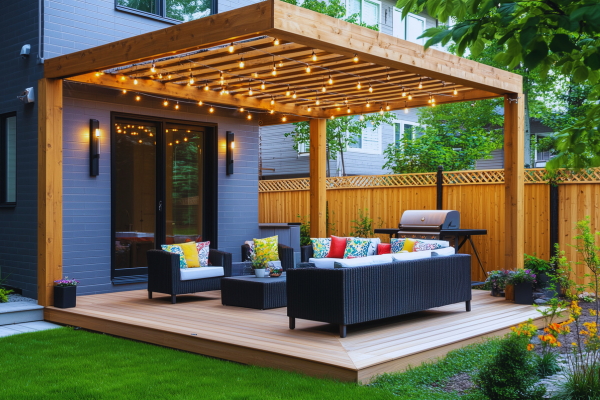 Beautifully designed pergola and backyard paradise