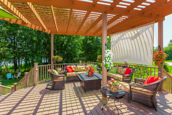 Constructed wooden pergola on a property on Canyon Lake, Texas