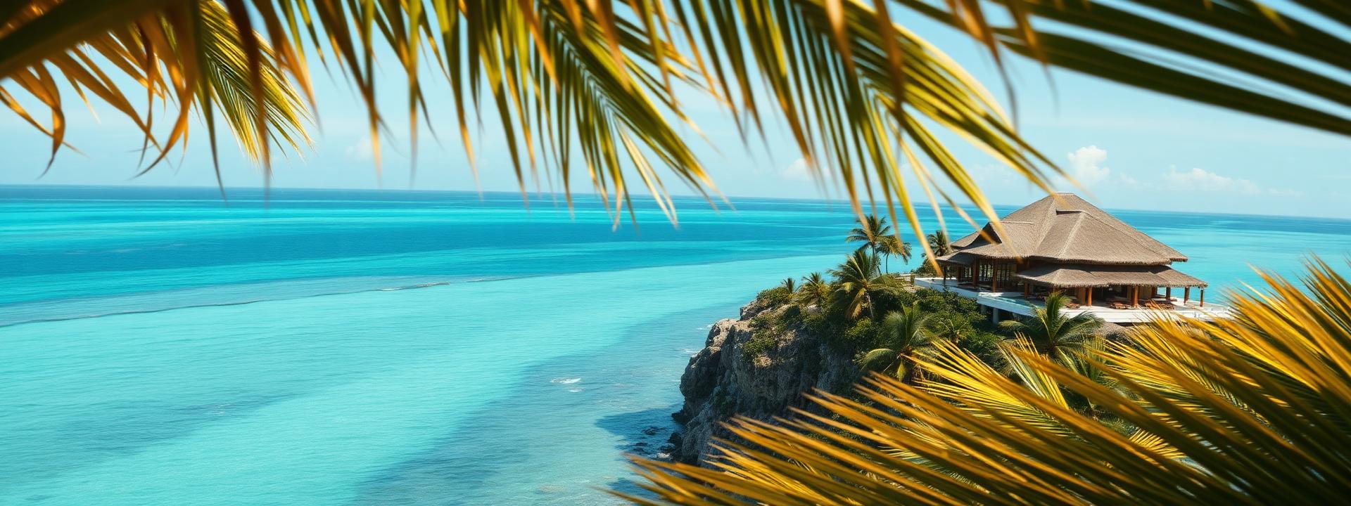 Aerial view of the island villa