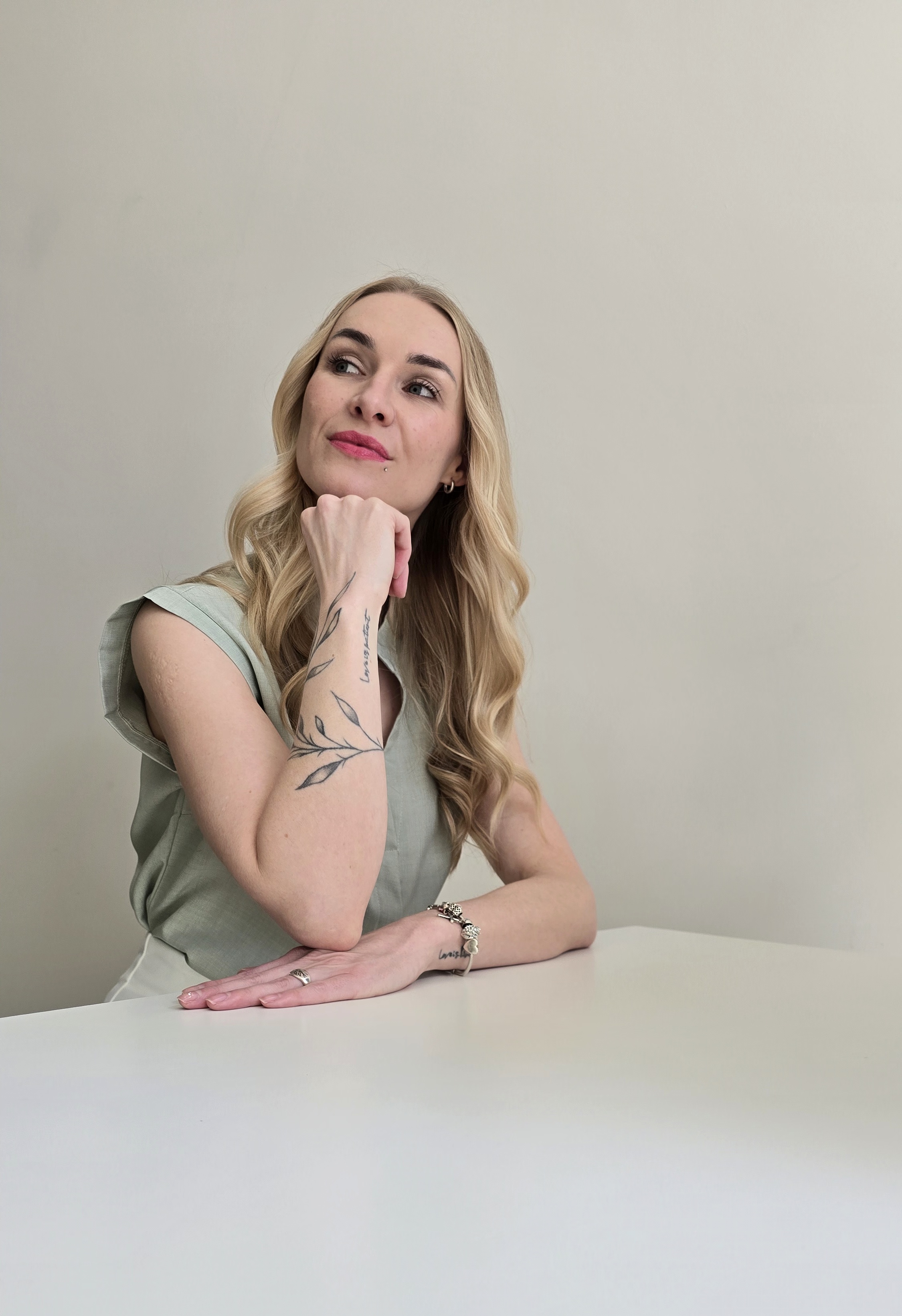 Jolene writing at her desk