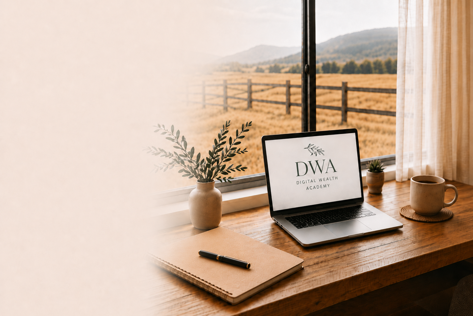 Woman working from a laptop beside a ranch window